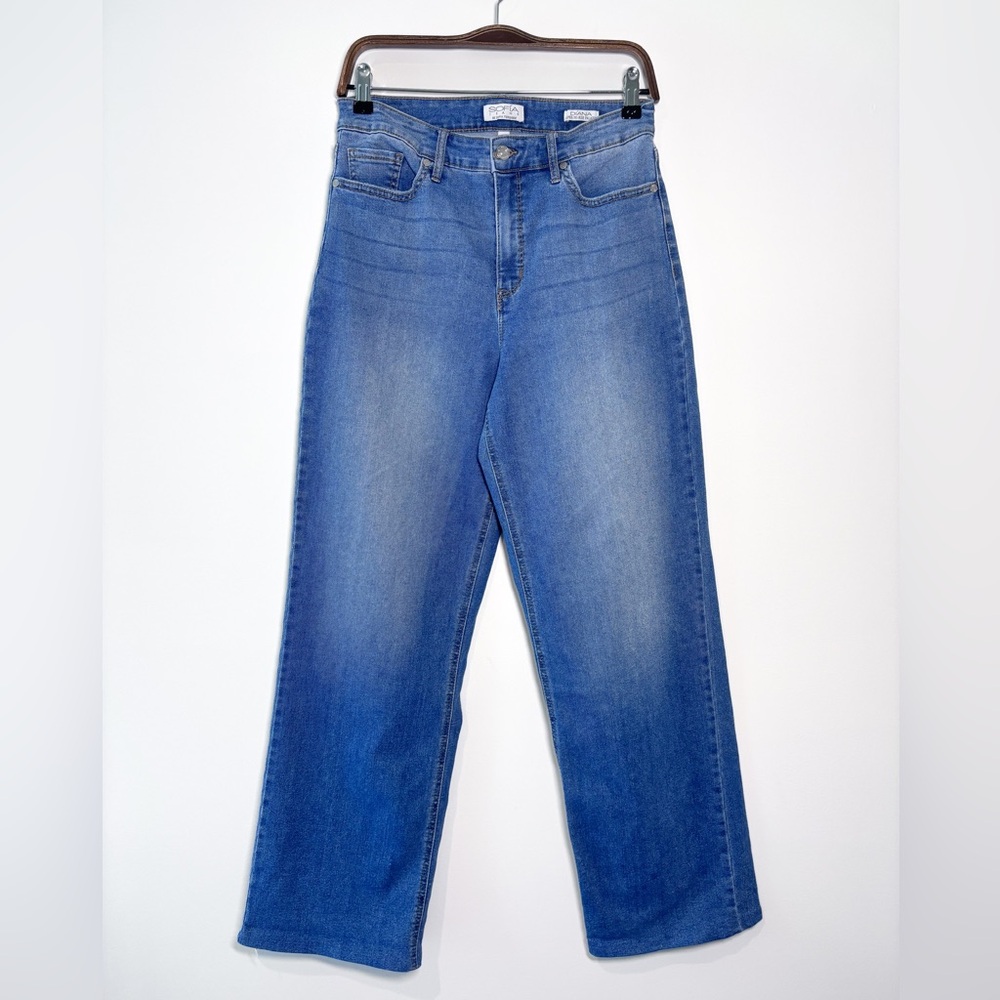 Sofia Jeans Diana Super High Rise Palazzo Wide Leg Denim Blue Jeans Size 8